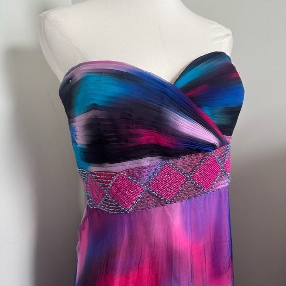 Jovani Strapless Watercolor Maxi Dress – Fairycore Formal Gown 10 silk - Picture 5 of 13